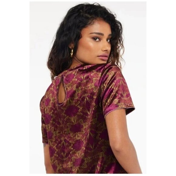 NWT Women's Plus Size 2X Savage X Fenty Velvet Pop Over Top Short Sleeve Loungew - Picture 10 of 12